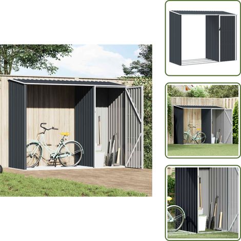 Leñero - vidaXL Cobertizo jardín leña antracita acero galvanizado 245x98x159cm - Herramientas de jardín