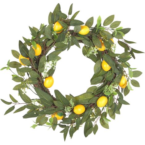 Corona de flores artificiales para puerta ø 50 cm hecho a mano verde Lenrun