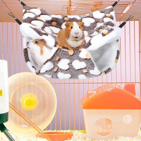 Hamac-lit pour petits animaux, hamac d'hibernation moelleux pour cochons d'Inde, furets, hamsters, hérissons, chinchillas, hamac de jeu, nid de repos, hamac-cachette (1/4)