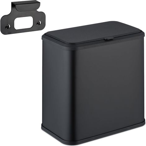 Poubelle suspendue, 5 litres, pour salle de bain et cuisine, seau amovible, métal et plastique, noire (1/5)