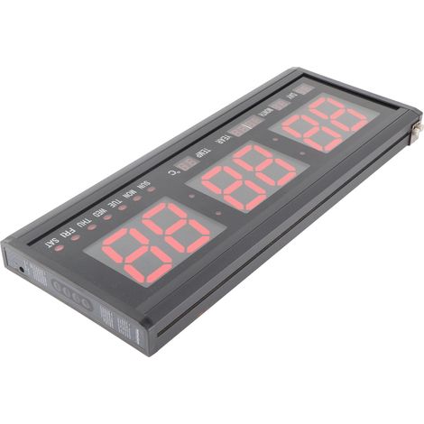 Grande horloge murale LED numérique avec calendrier, température (rouge), prise UK 110-240V, pile de secours (1/5)