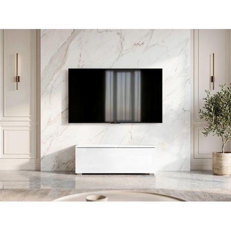 AX LIVING Lowboard TV Kommode 100 cm Barvo Weiß Matt/Hochglanz Stehend