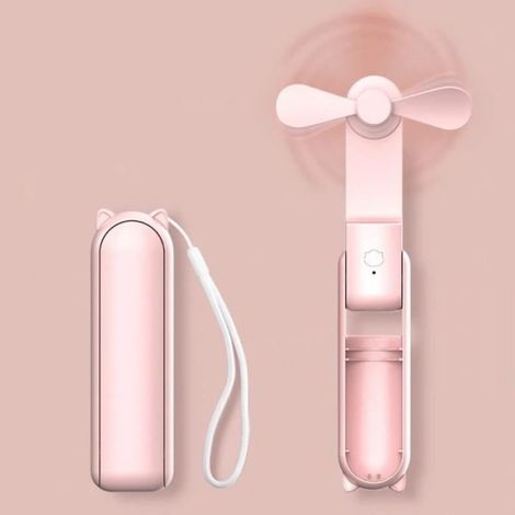 Ventilateur Portable - 3 Vitesses - Batterie Rechargeable 2000 mAh - Pliable - Rose - 1 Unité