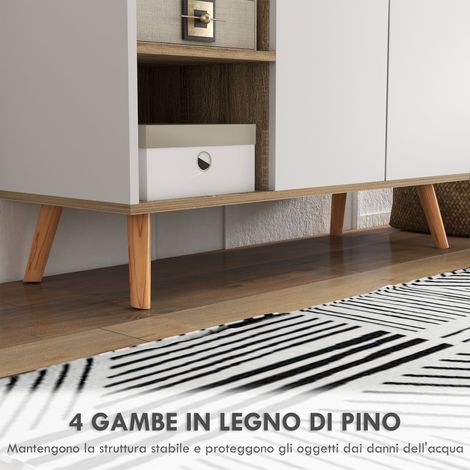 Armoire 3 étagères ouvertes avec tiroir, rangement gain de place, 95x35x85 cm, panneaux de particules, meuble multifonction. (1/5)