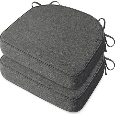 Lot de 2 coussins de chaise pour chaises de salle à manger, 6,3 cm d'épaisseur, coussins antidérapants avec housse lavable et attaches (43,2 x 40,6 cm, gris foncé) (1/5)