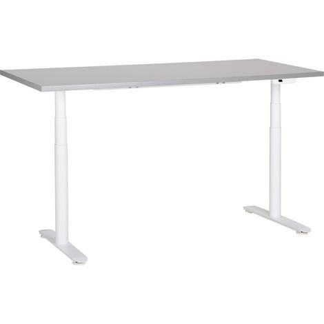 Schreibtisch elektrisch höhenverstellbar DESTINAS Grau / Weiß 160 cm 72 cm