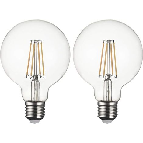 E27 G95 LED-Glühbirne mit Glühfaden, flimmerfrei Edison Schraube 40W 850 lm warmgelb 2200 K, nicht dimmbar - 2er-Pack [Energieklasse A+] [Energieklasse F] (1/4)