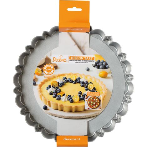 Decora 0075052 Stampo per Crostata con Fondo Mobile da Ø 25 X 3 H Cm, in Acciaio Antiaderente, Tonda, per sformare Dolci facilmente, Design Professionale Registrato, Brevettato (1/4)