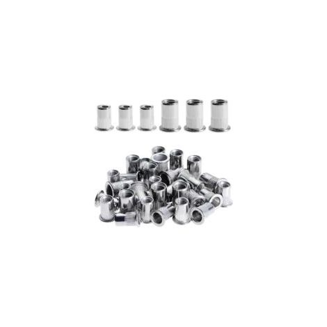 100 Pièces Rivet Ecrou M6 M8, Écrous à Rivets en Acier Inox, Tête Plate Ecrou Insert Assortiment Kit pour Bois Meubles, Ecrou M6 Ecrou M8, Chaque Taille 50 Pièces