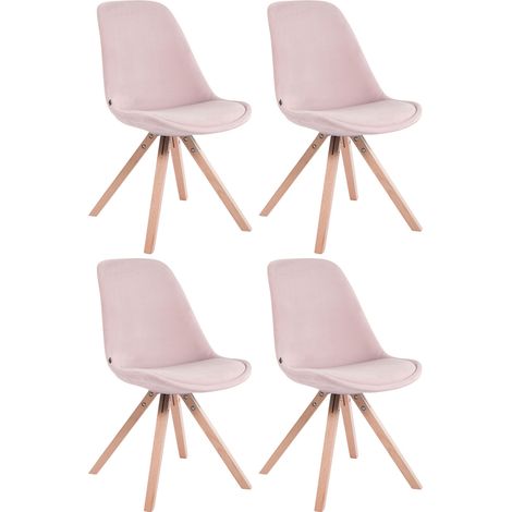 Set di 4 sedie Toulouse Velvet Square rosa natura (1/4)