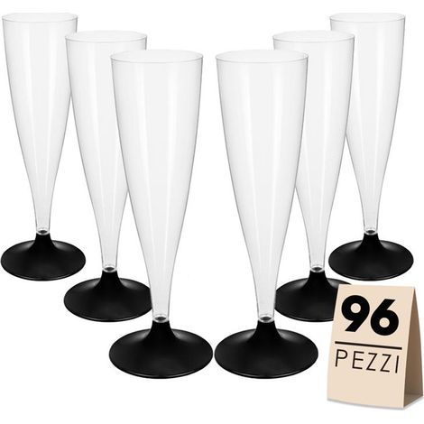 FLUTE SET 96 PZ CON BASE NERA IN CONFEZIONE DA 6 PEZZI L'UNA REALIZZATI IN PLASTICA