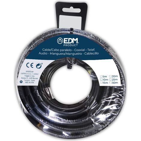EDM 28050 Enrouleur de tuyau plat, noir, 2 x 1,5 mm x 5 m