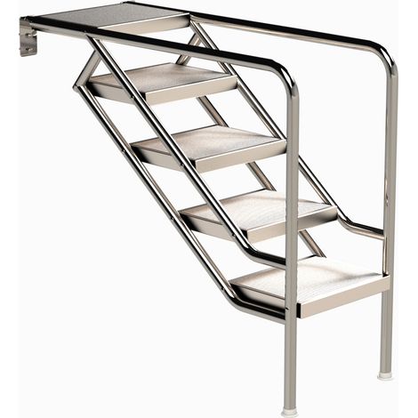 Eichenwald Pooltreppe Modell 08.3 Miami nur Unterteil Beckentiefe 1399mm 5 Edelstahl-Waffelblech-Stufen