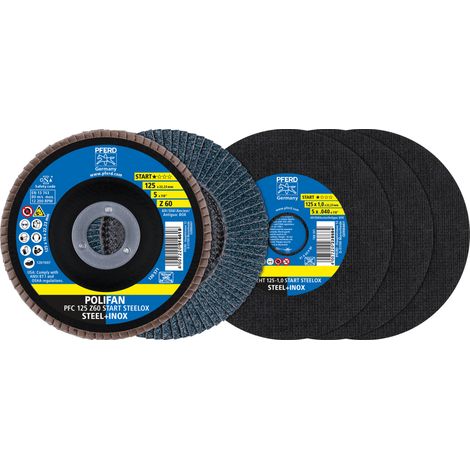 PFERD TOOLS Trenn-/Fächerscheiben-Set 125 Start-Linie START STEELOX EHT 1,0/PFC Z60 für Stahl/Edelstahl