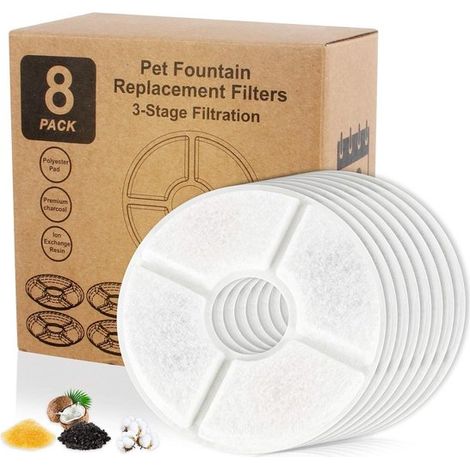 Juego de 8 filtros de carbón activado de repuesto – para gatos y perros (1/5)