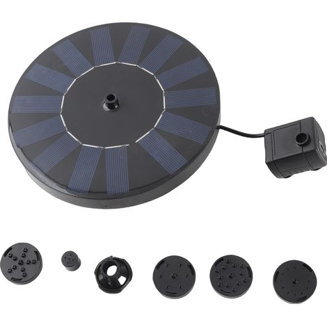 Ortviai Pompe à Fontaine Solaire pour Bassin Extérieur avec 4 Embouts, Hauteur Max 55 cm, Débit 150 L/h, Panneau Polycristallin 7 V