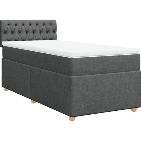 Cadre de lit en tissu, matelas inclus, gris foncé, 80 x 200 cm (1/5)