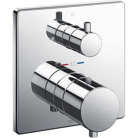 Thermostat de douche encastré avec commande de débit chromée