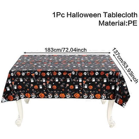 Nappe jetable Halloween, motif citrouille, fantôme, chauve-souris et château, nappe métallisée pour fête d'Halloween, décoration d'Halloween 202414 (1/5)