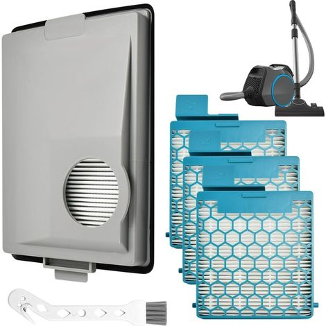CX1 Pack of 4 replacement filters for Miele Boost CX1 & Blizzard CX1 with 3 Hygiene AirClean fine dust filters & cleaning brush. HEPA carbon filter for improved suction. (1/5)