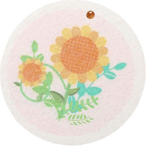 Éponge Comprimée Ronde Motif Tournesol en Pâte de Bois Absorbante et Non Grasse pour Vaisselle et Nettoyage Cuisine (1/5)