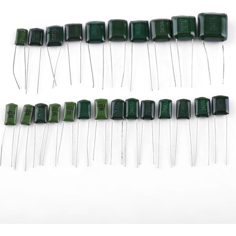 660 Stück Polyester-Folien-Papierkondensatoren, 24 Werte, 100 V, Sortiment, 0,22 nF bis 470 nF (1/5)