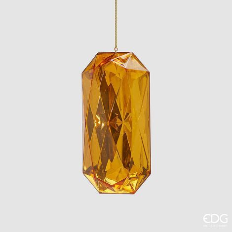 EDG Enzo De Gasperi Decoro Diamante Rettangolare di Natale da Appendere H 14,5 Cm L 7 Cm L 5,5 Cm Pp Gold