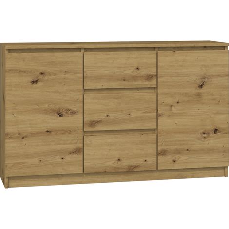 CAZAR Cómoda moderna 2 puertas + 3 cajones dormitorio / salón / oficina Dimensiones: 75x120x40 Diseño minimalista Mobiliario funcional (1/3)
