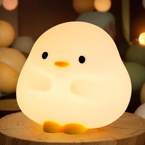 Veilleuse LED canard pour enfant, lampe en silicone souple rechargeable USB avec 50 h d’autonomie et fonction minuterie (1/5)