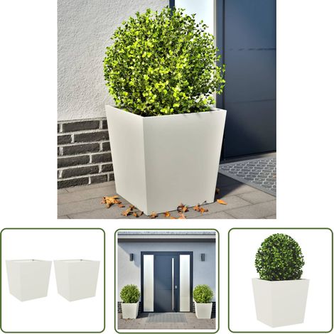 vidaXL Jardinières 2 pcs blanc 50x50x50 cm acier (1/5)