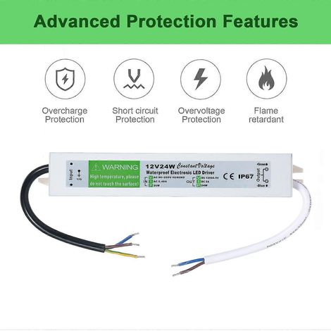Wasserdichter LED-Treiber IP67 Schaltnetzteil-Transformator-Adapter AC 90V-250V auf DC 12V 24W Niedrige Spannung