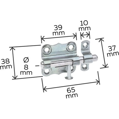 Targette  avec poignée bouton et sans ressort  électro-galvanisé, passivé à couche épaisse  platine 39 x 38 mm  boulon Ø 8 mm  kit de 12 (1/2)