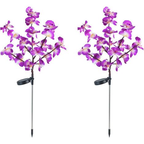 Solarleuchten für den Garten, LED-Orchideen, Set mit 2 Stück, 75 cm (1/5)