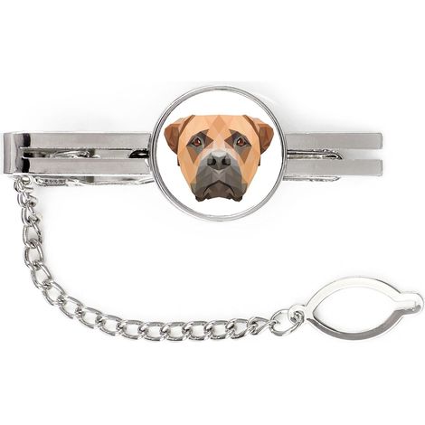 Bullmastiff, Bulmastiff - pinza de corbata geométrica con foto e inscripción Art-Dog (1/4)