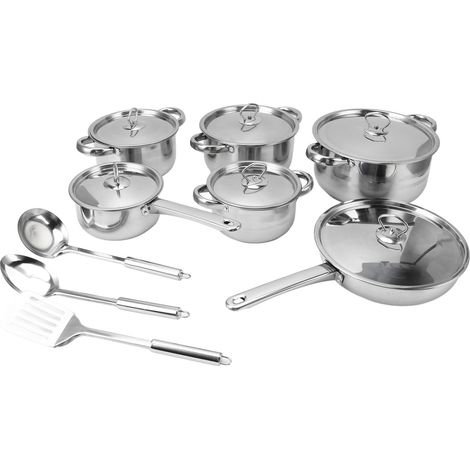 Ensemble d'ustensiles de cuisine, casseroles en acier inoxydable, avec couvercles de poêle à soupe, pour la cuisine à domicile (1/5)