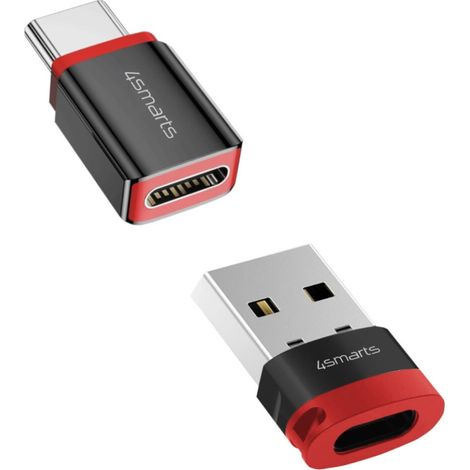 Adattatore 4smarts Data Blocker da USB-C a USB-A/USB-C, nero, 2 pezzi (1/4)