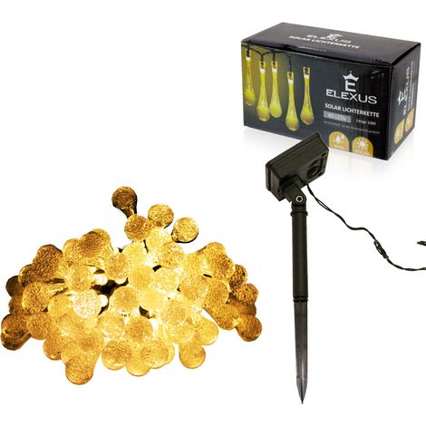 LED Lichterkette Außen Garten Outdoor Solar 10 Meter 60 LED's Warmweiß IP65 Tropfen