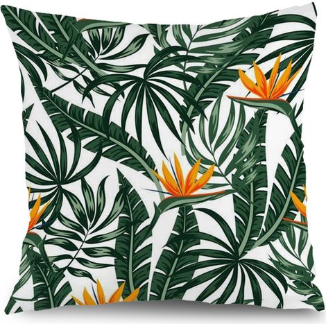 Housses de coussin plantes fleurs, décoration intérieur extérieur maison,50×50cm (1/5)