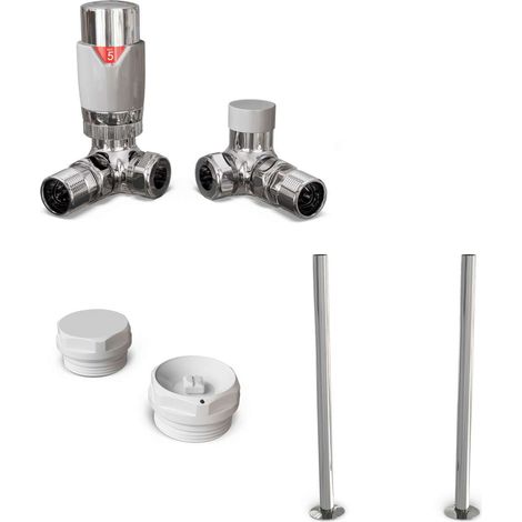 Talus Flair - Thermostatic Radiator Valve & Installation Kit - White Corner 15mm