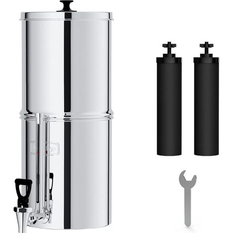 Waterdrop Système de Filtration d'eau par Gravité, Certification NSF/ANSI 372, Système en Acier Inoxydable de 8,5L avec 2 Filtres et un Robinet en Métal, Réduit jusqu'à 98,95% du Chlore, WD-TK