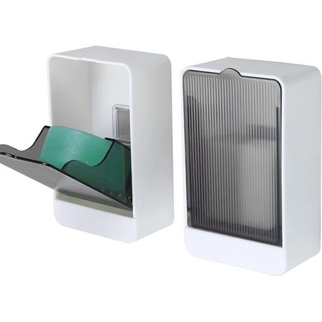 Jabonera de pared，Bandeja para jabón，2 piezas，Para baño y cocina，Impermeable y a prueba de polvo，Estante de almacenamiento，Blanca e impermeable (1/5)
