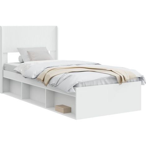 Bed Frame with Storage and Headboard White 75 x 190 cm vidaXL (1/5)