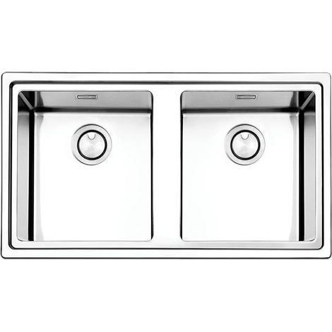 Apell LNP862IBC Linear Plus Lavello da Incasso Semifilo 2 Vasche 86x50 cm Acciaio Inossidabile colore Inox Spazzolato (1/2)