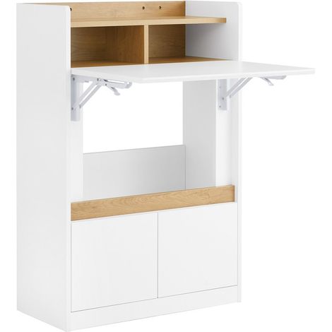 SoBuy FWT109-WN Klappschreibtisch, Klappbarer Computertisch, Schreibtisch, Kleiner Schreibtisch mit Ablagefächern, Arbeitsplatz, Computertisch, für Büro, Wohnzimmer, Schlafzimmer, Weiß, 63x67x93cm (1/5)