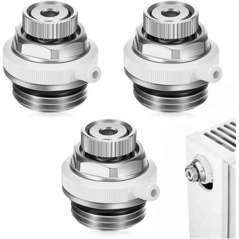 3 PCS Vanne de Purge de Radiateur Automatique, 1/2 Pouce Radiateur de Ventilation Bouchons de Purge Radiateur Manuel Air Évent Automatique pour Radiateurs (1/5)