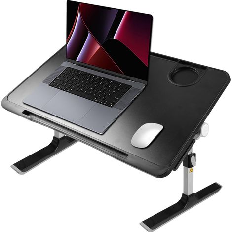 Trintion Adjustable Laptop Bed Table with Foldable Legs, Multi-Angle Height Adjustable Desk Reading Working Eating on Bed Sofa Desk Tray with Storage Drawer (1/5)
