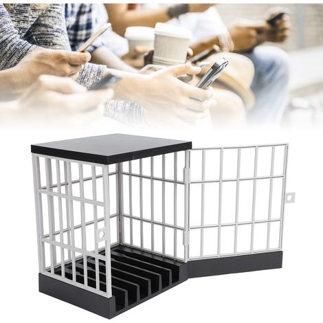 Boîte de confinement pour smartphones Coffre cage prison à clé mobile plastique 6 téléphones noir gris (1/5)