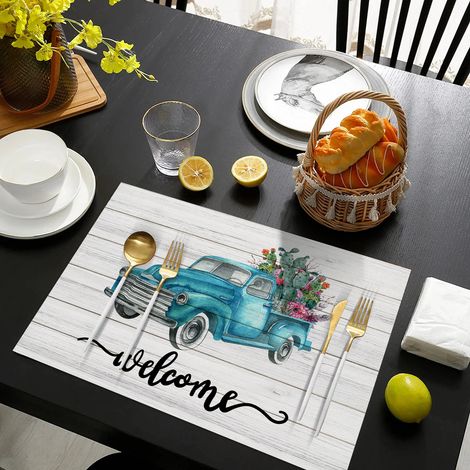 Hot-selling PVC placemats, non-slip, waterproof, heat-insulating, letter series, hotel restaurant Western-style placemats - Letter design - 12 - Leather printed with color 3045CM