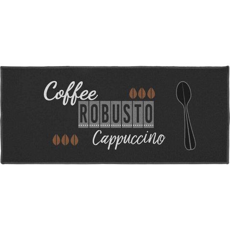 Tapis de cuisine marron 50x120cm – 100% polyamide – Motif cappuccino – Finition surjet pour style moderne