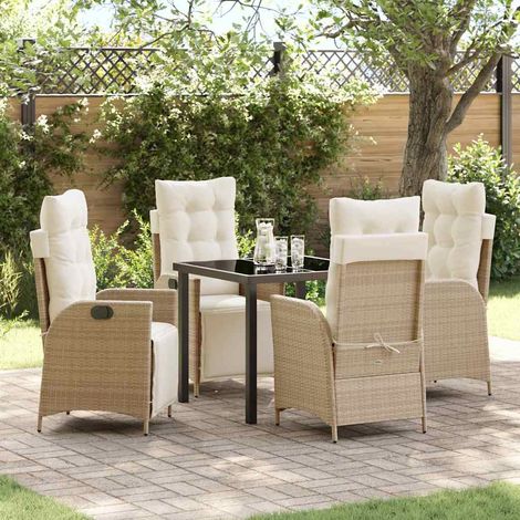 vidaXL Set da Pranzo per Giardino 5 pcs Beige Poly Rattan (1/5)